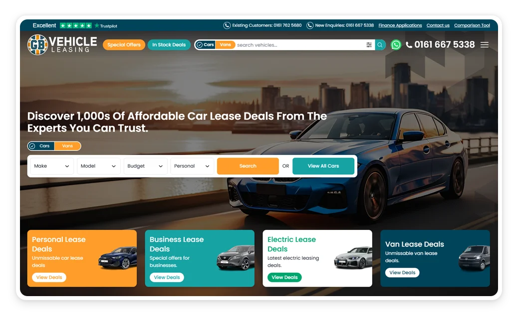 GB Vehicle Leasing broker website